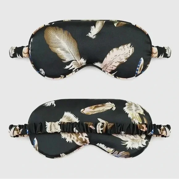 Feather Print Satin Eye mask Sleep Mask - Picture 1 of 1